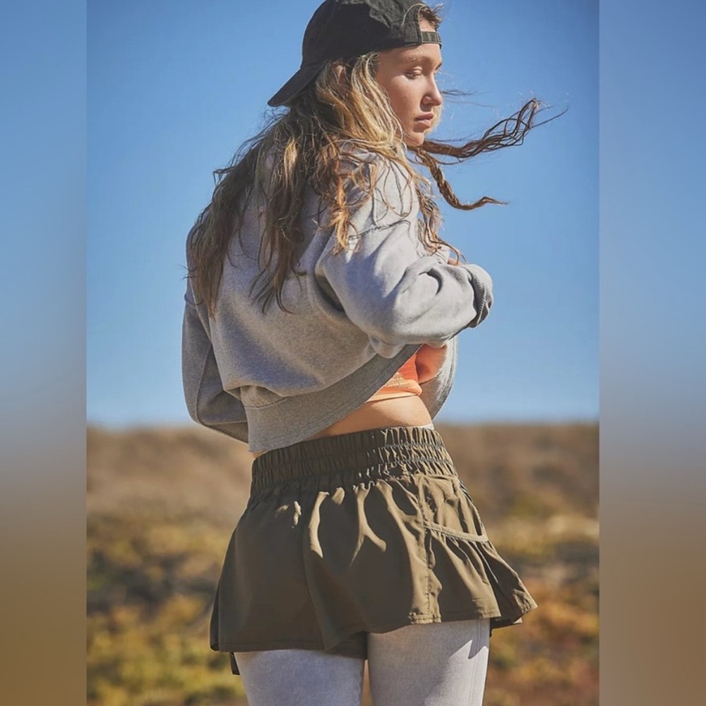 NWT Free People Movement Get Your Flirt On Shorts In Dark Olive - Picture 2 of 8